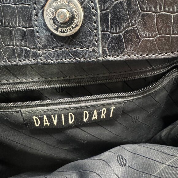 David Dart Black Croc-Embossed Shoulder Tote - Picture 3 of 11